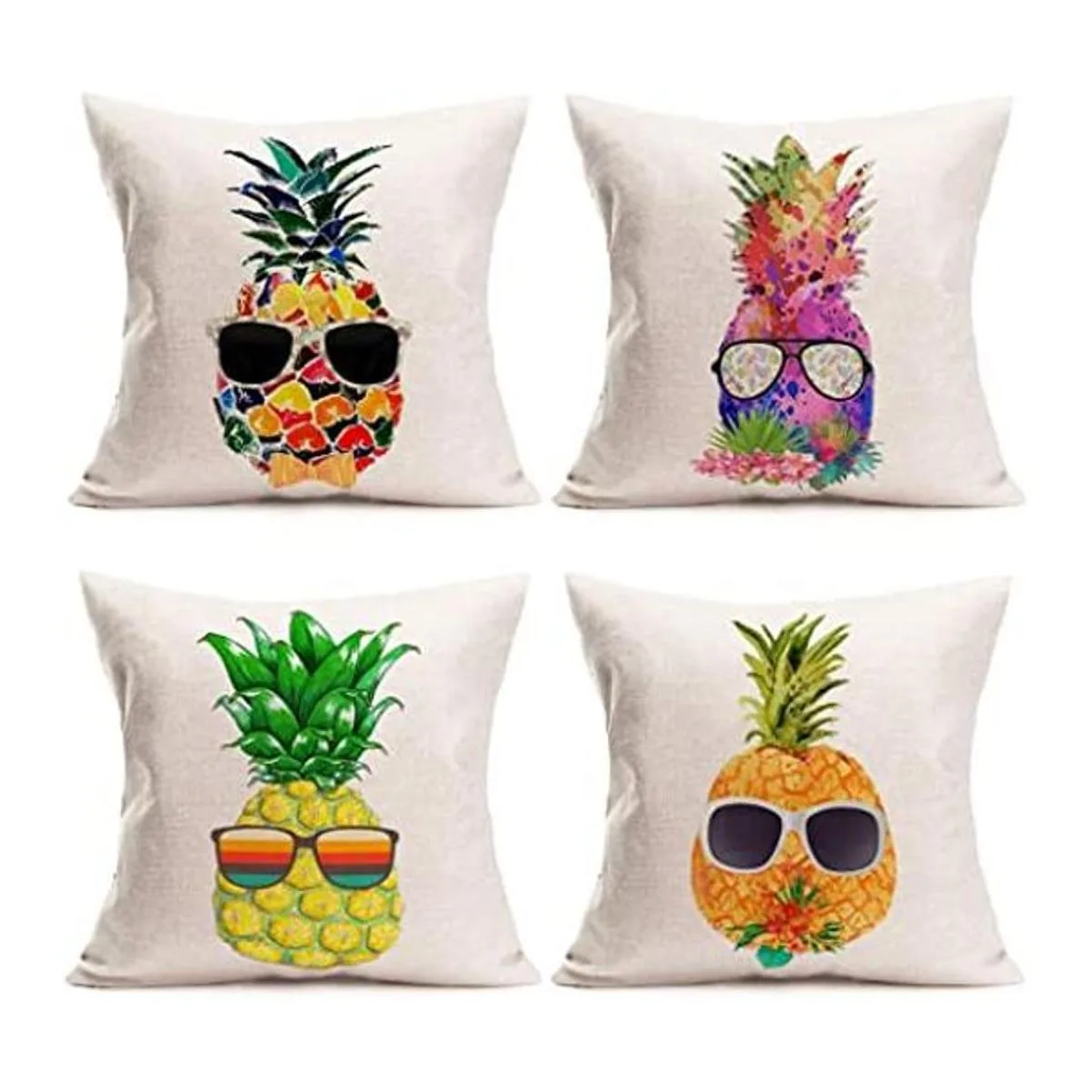 Smilyard Juego de 4 fundas de almohada de piña de 18 x 18_1