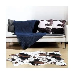 Juego de 3 alfombras con estampado de vaca y fundas de_5