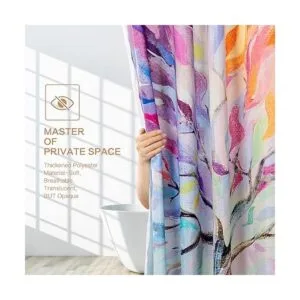 Cortina de ducha de árbol de pintura al óleo cortina de_4