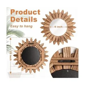Emfogo Espejo de pared de madera rústica de 12 pulgadas_4