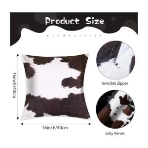 Juego de 3 alfombras con estampado de vaca y fundas de_3