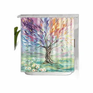 Cortina de ducha de árbol de pintura al óleo cortina de_1