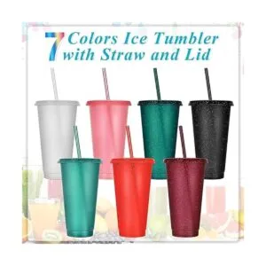 Vaso con popote y tapa botella de agua a granel taza de_2