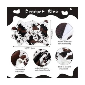 Juego de 3 alfombras con estampado de vaca y fundas de_2