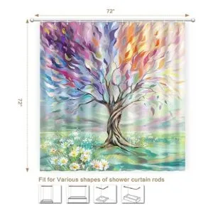 Cortina de ducha de árbol de pintura al óleo cortina de_2