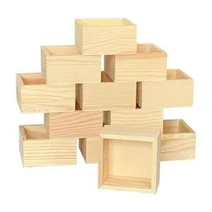 Paquete de 12 cajas cuadradas de madera pequeñas sin_5