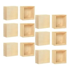 Paquete de 12 cajas cuadradas de madera pequeñas sin_4