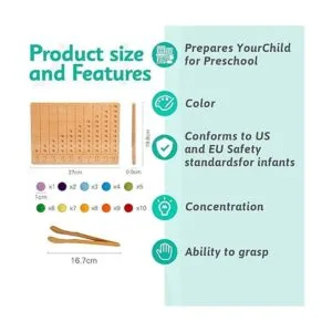 ibwaae Juego de tablas de rastreo de números de madera_4