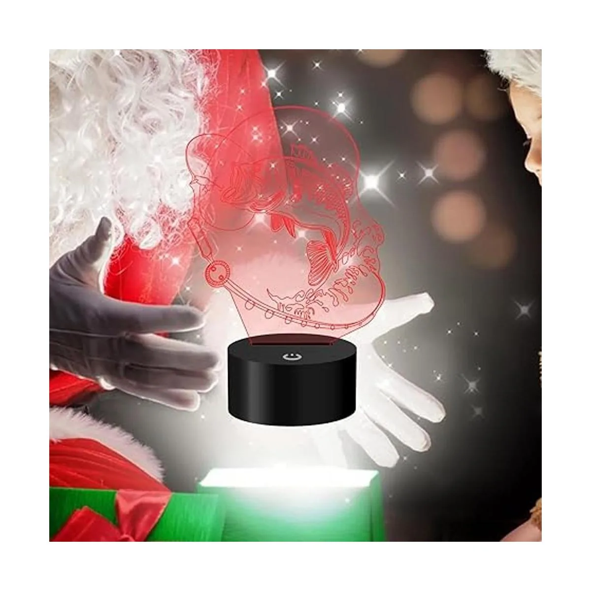 YKLWORLD Lámpara de pesca 3D ilusión LED de noche táctil_4