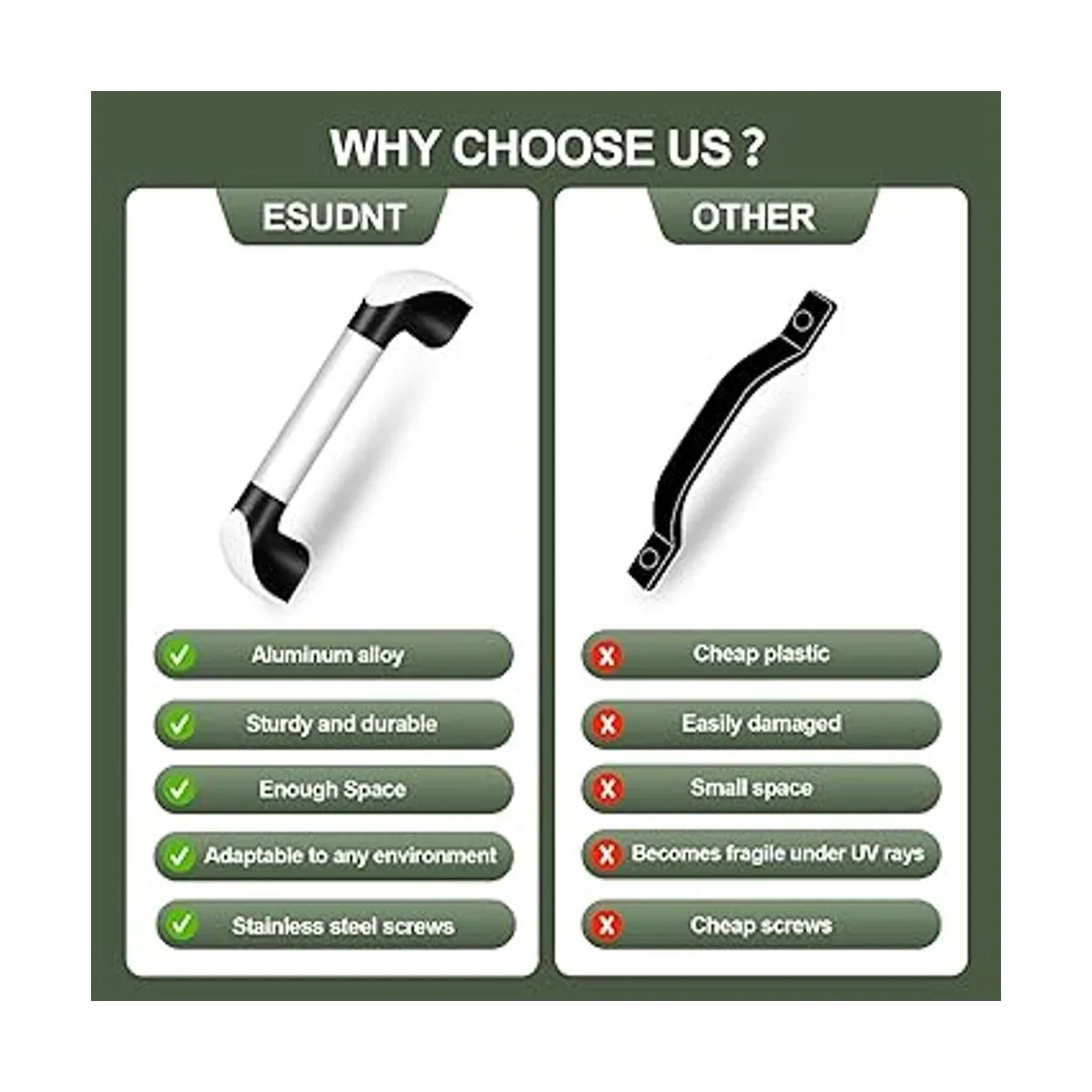 ESUDNT Asas de agarre blancas para camión automotriz_2