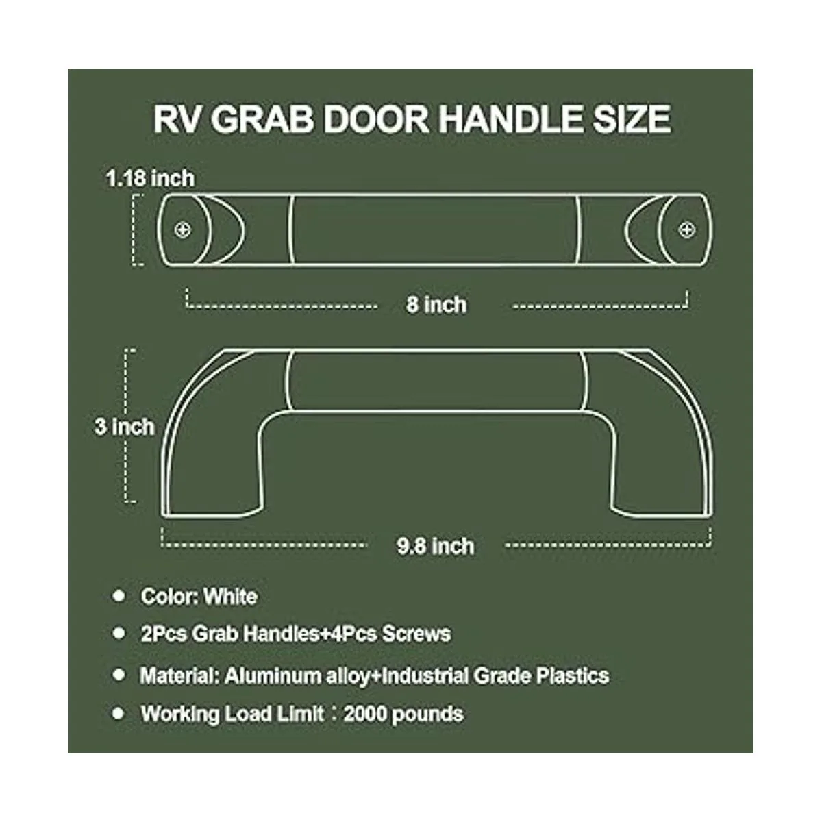 ESUDNT Asas de agarre blancas para camión automotriz_3