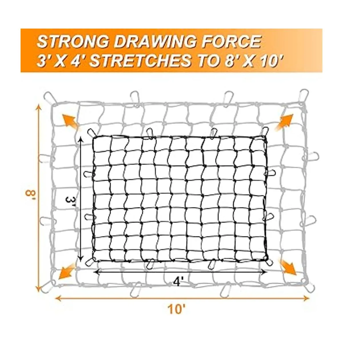 Cakubor Red de carga para cama de camión 3 x 4 pies que_3