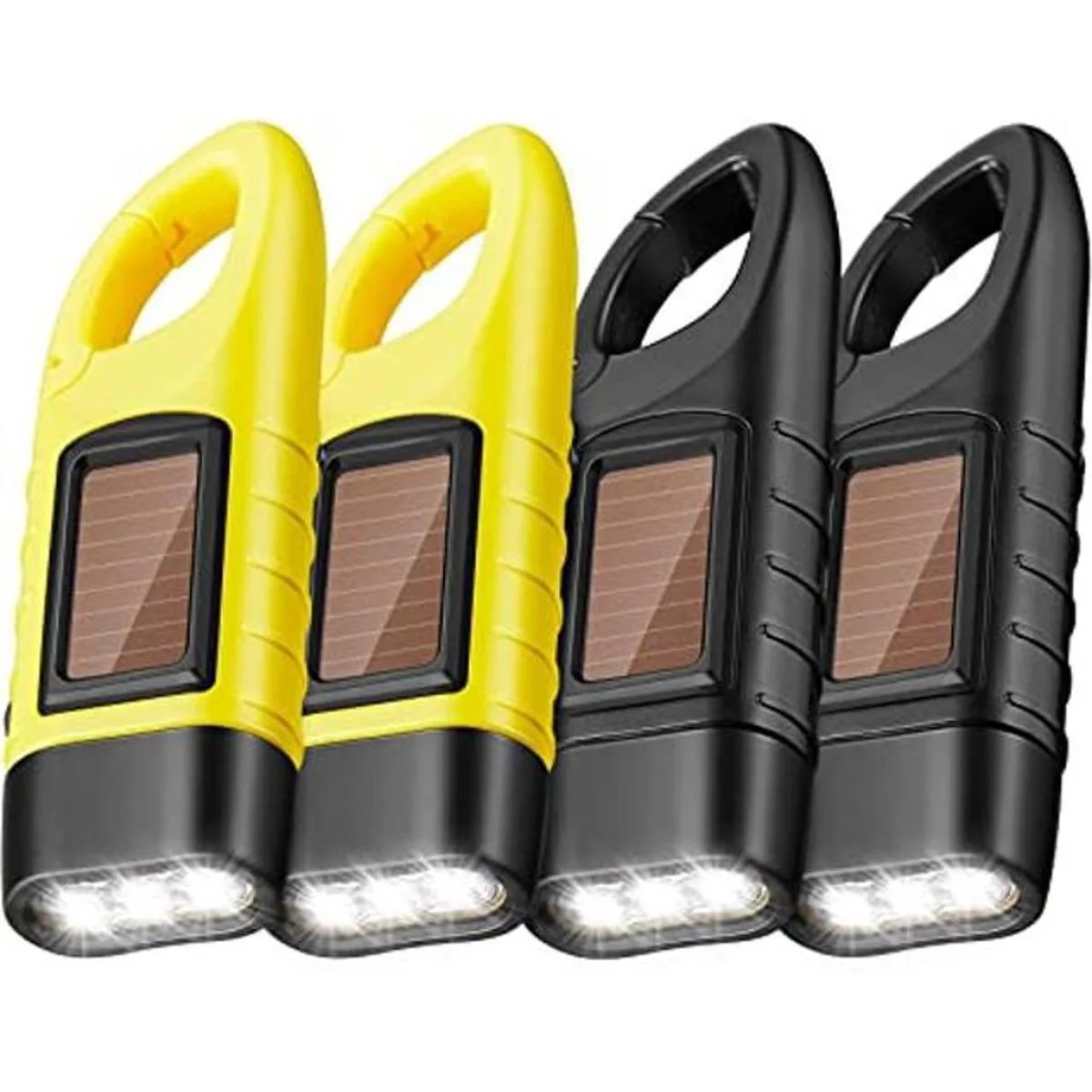 Paquete de 4 linternas solares de manivela recargable de_1