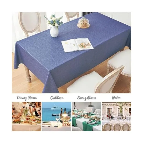 Veblandy Mantel rectangular de lino texturizado_7
