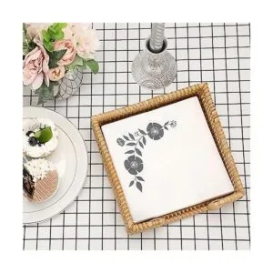 Sumnacon Servilletero cuadrado de ratán Servilletero de_2