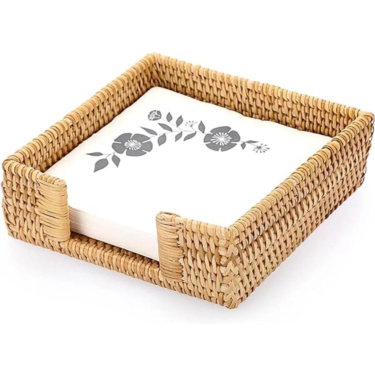 Sumnacon Servilletero cuadrado de ratán Servilletero de_1