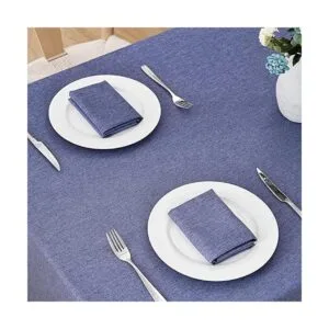 Veblandy Mantel rectangular de lino texturizado_2