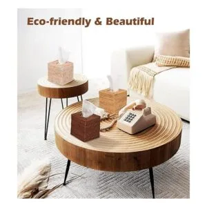 Livelab Caja de pañuelos de ratán cuadrado tejido a mano_6