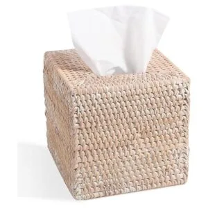 Livelab Caja de pañuelos de ratán cuadrado tejido a mano_1