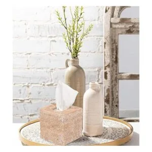 Livelab Caja de pañuelos de ratán cuadrado tejido a mano_3