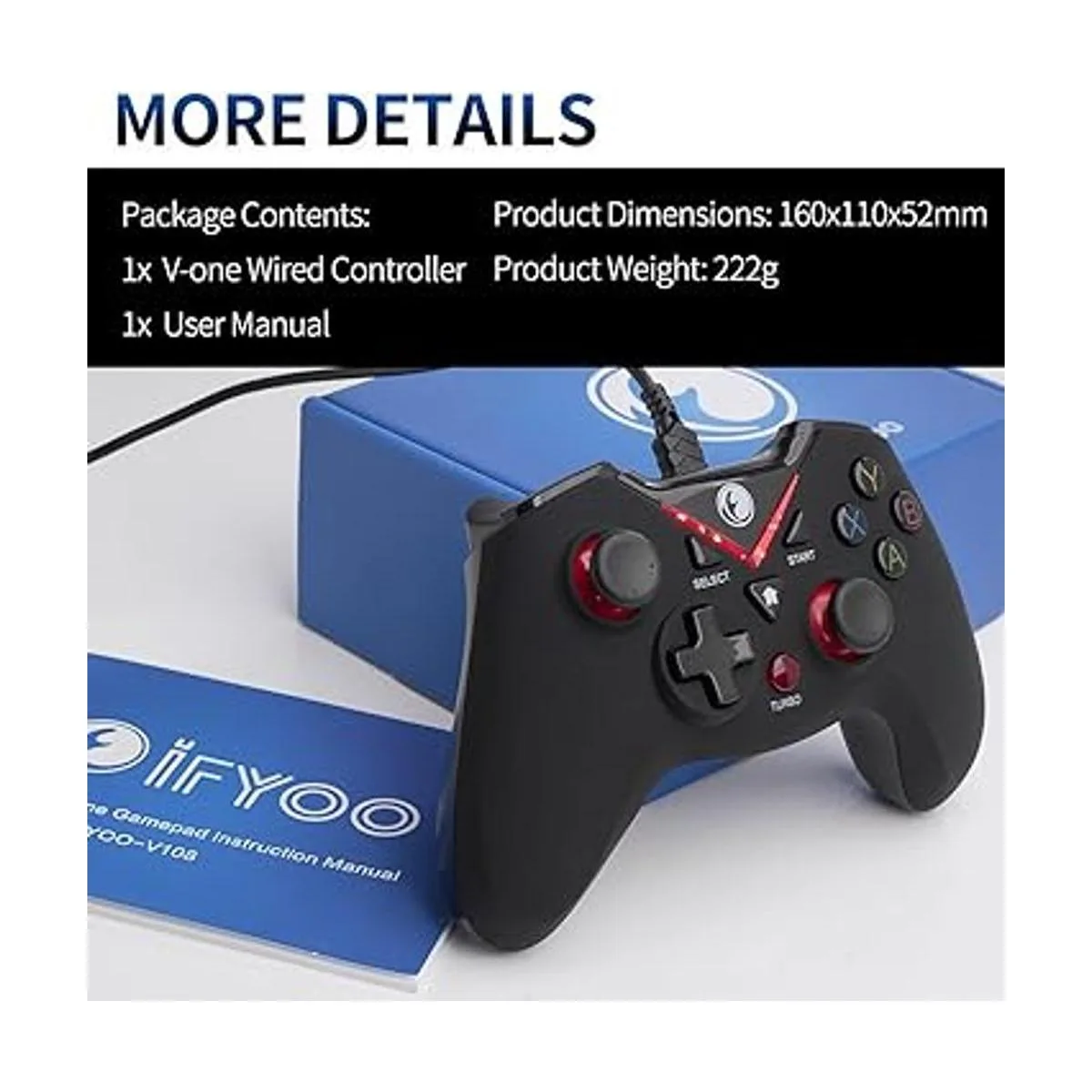 IFYOO V108Red Vone con cable USB Gamepad Joystick para PC_7
