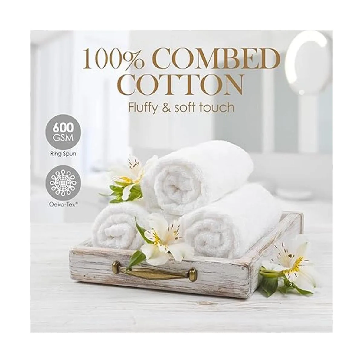 Paquete de 12 paños de algodón de lujo blancos Toallas_3