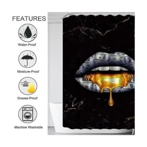 Juego de 4 cortinas de ducha con diseño de mármol con_5