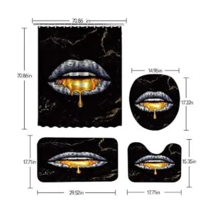 Juego de 4 cortinas de ducha con diseño de mármol con_2