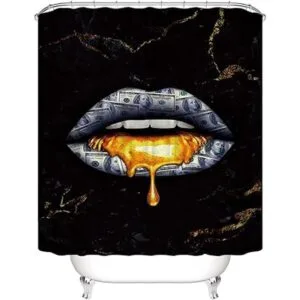 Juego de 4 cortinas de ducha con diseño de mármol con_6