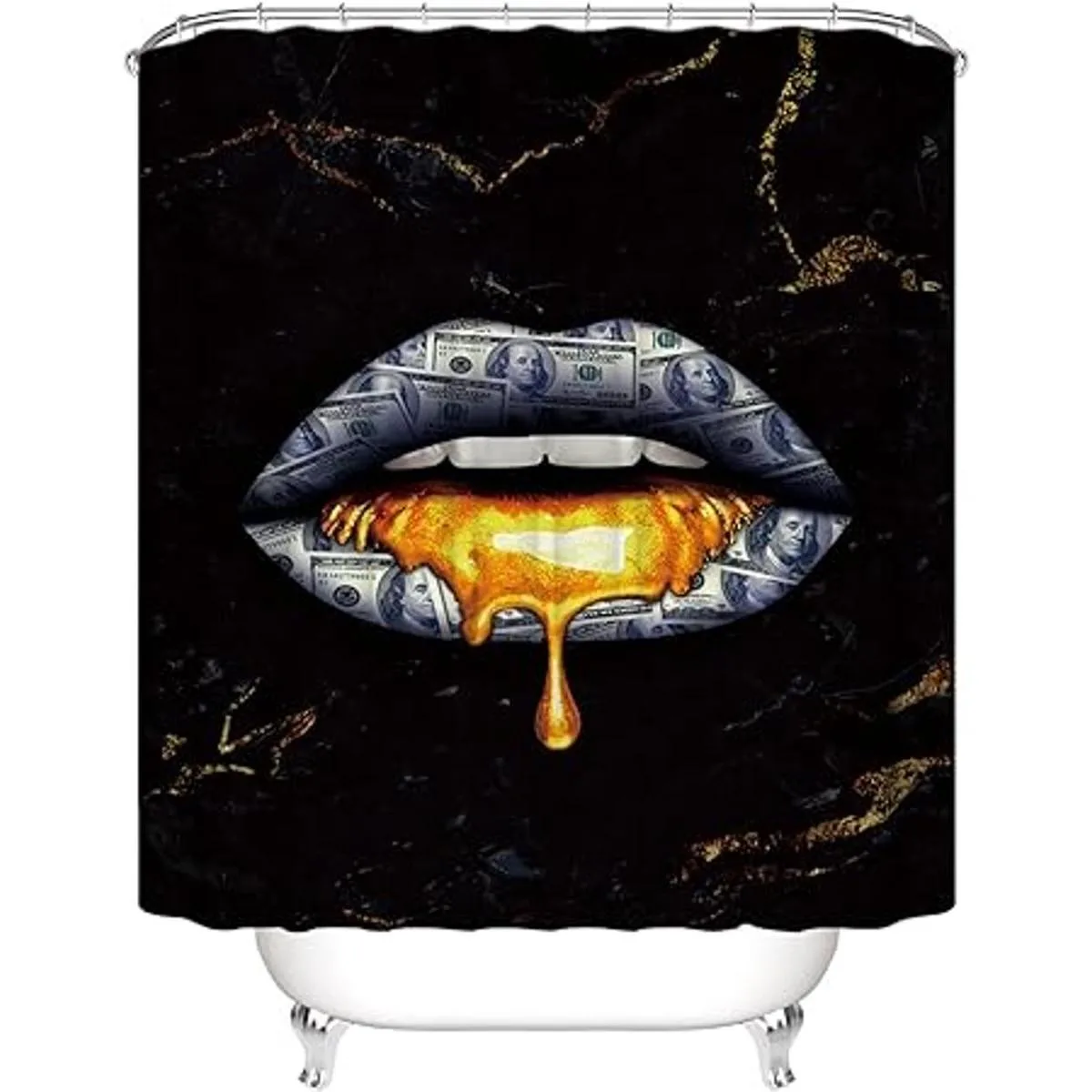 Juego de 4 cortinas de ducha con diseño de mármol con_6