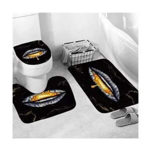 Juego de 4 cortinas de ducha con diseño de mármol con_7