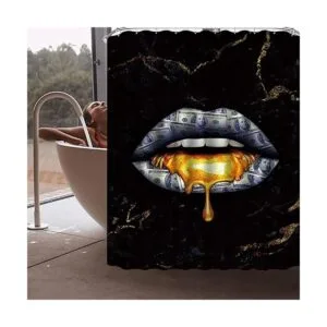 Juego de 4 cortinas de ducha con diseño de mármol con_3