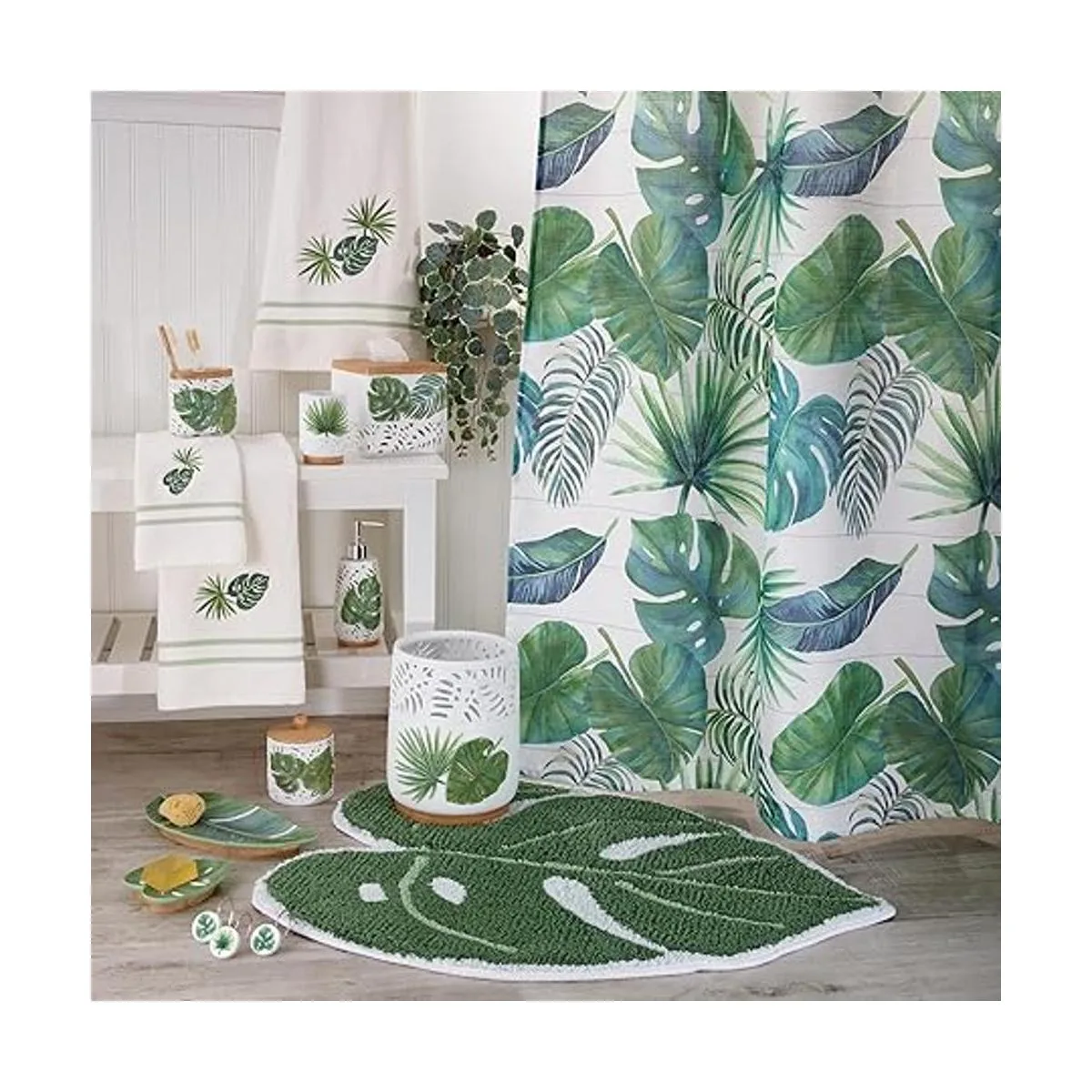 Avanti Linens Viva Palm Collection tarro de algodón verde_6