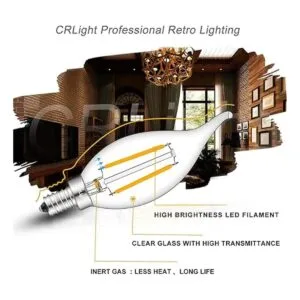 CRLight 2W 250LM Bombilla LED regulable Candelabro 2500K_2