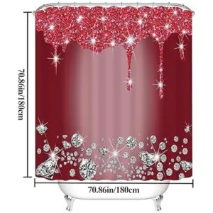 Juego de 4 cortinas de ducha con diamantes brillantes_2