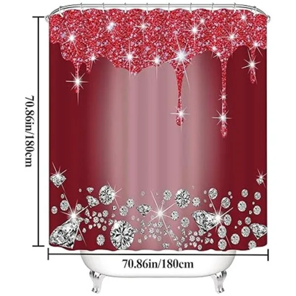 Juego de 4 cortinas de ducha con diamantes brillantes_2