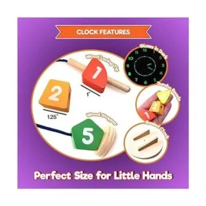 Reloj de madera de encaje y aprendizaje para niños con_3