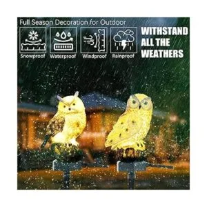 Paquete de 2 luces solares de búho para exteriores_4