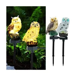 Paquete de 2 luces solares de búho para exteriores_1