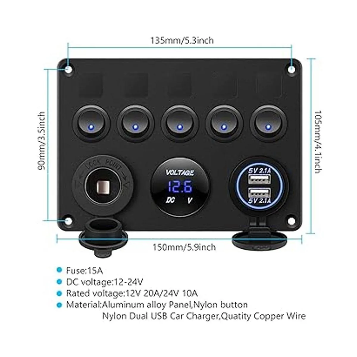 Panel de interruptor basculante marino de 5 pandillas_5