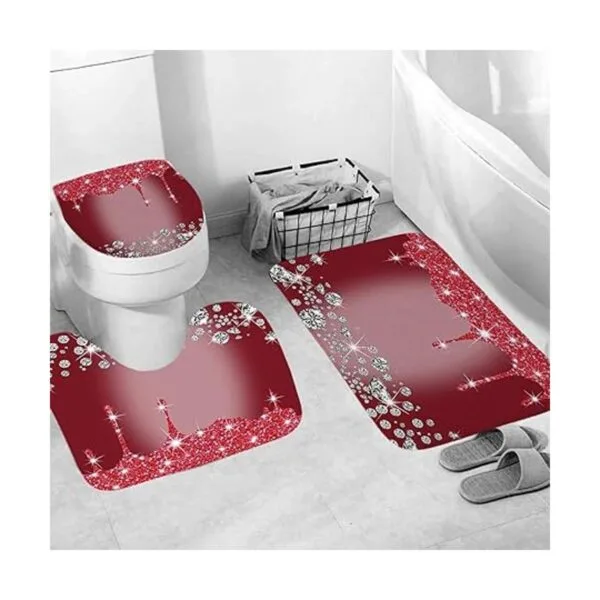 Juego de 4 cortinas de ducha con diamantes brillantes_7