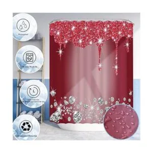 Juego de 4 cortinas de ducha con diamantes brillantes_5