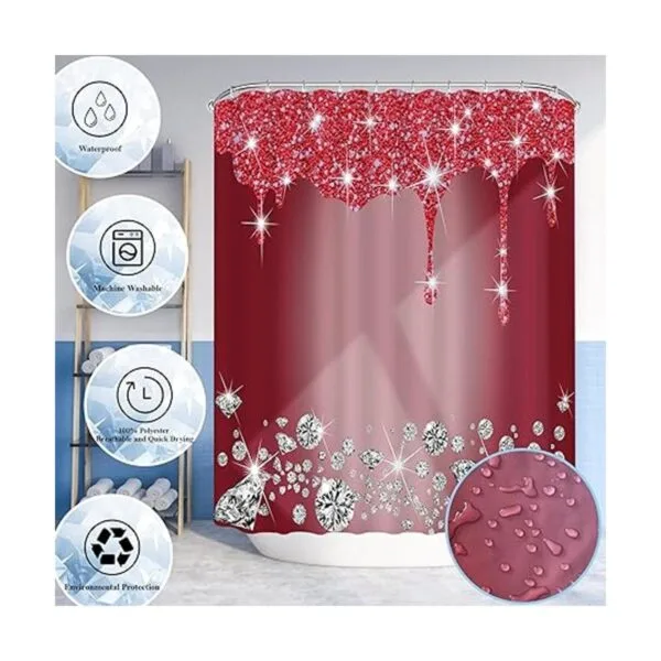 Juego de 4 cortinas de ducha con diamantes brillantes_5