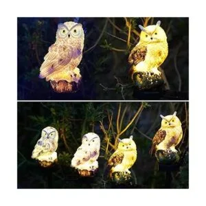 Paquete de 2 luces solares de búho para exteriores_2