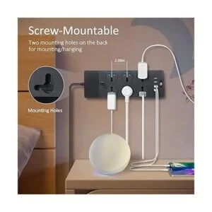 Jumpso Regleta de alimentación con puertos USB cable de_5