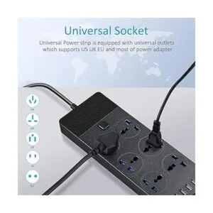 Jumpso Regleta de alimentación con puertos USB cable de_2