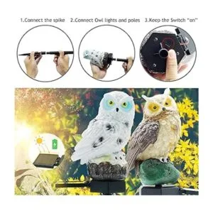 Paquete de 2 luces solares de búho para exteriores_6