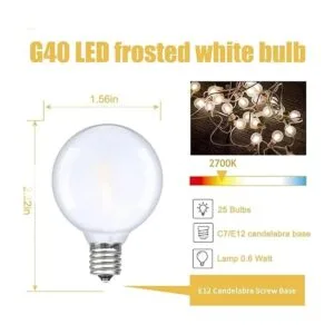 Paquete de 25 bombillas LED esmeriladas G40 de repuesto_2