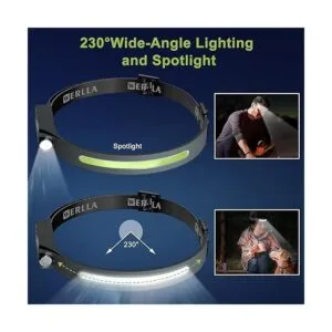 Linterna frontal LED paquete de 2 faros recargables de_4