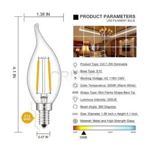 CRLight 2W 250LM Bombilla LED regulable Candelabro 2500K_3